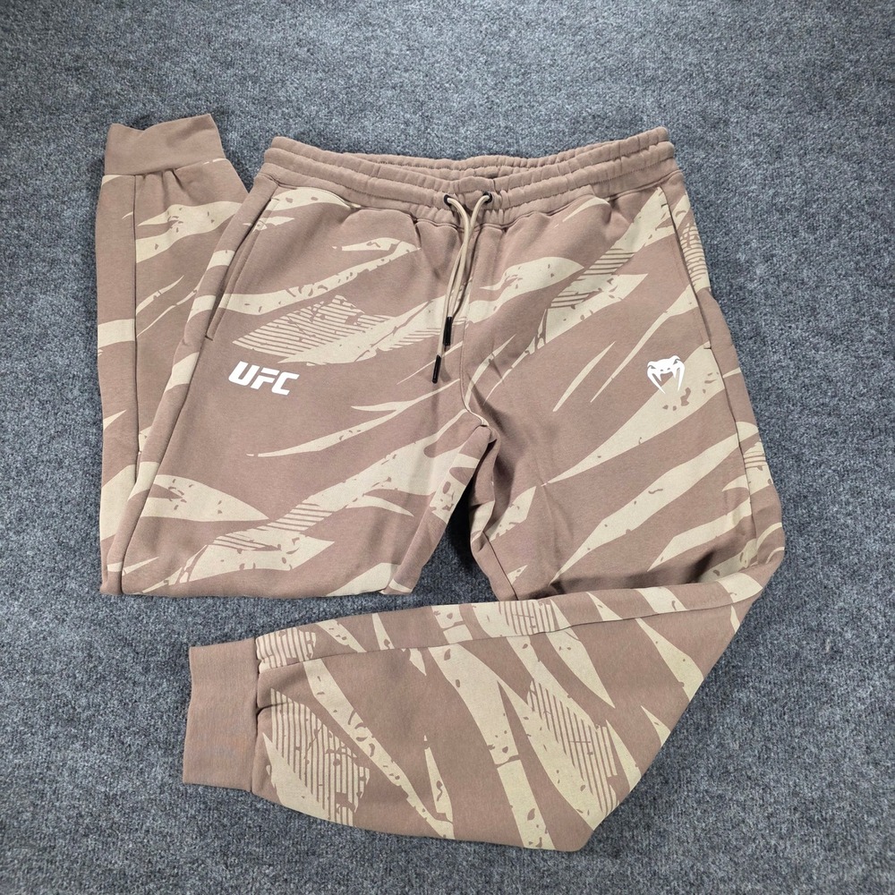 Venum UFC Sweatpants Mens XL Sand Tiger Camo Joggers  Fight Week Tan Brown